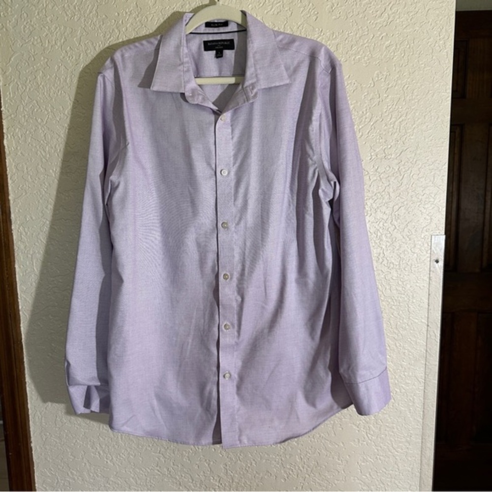 Banana Republic Men's Dress Shirt Non-Iron Burgundy Mini Checked Button Down‎ L - Picture 3 of 12